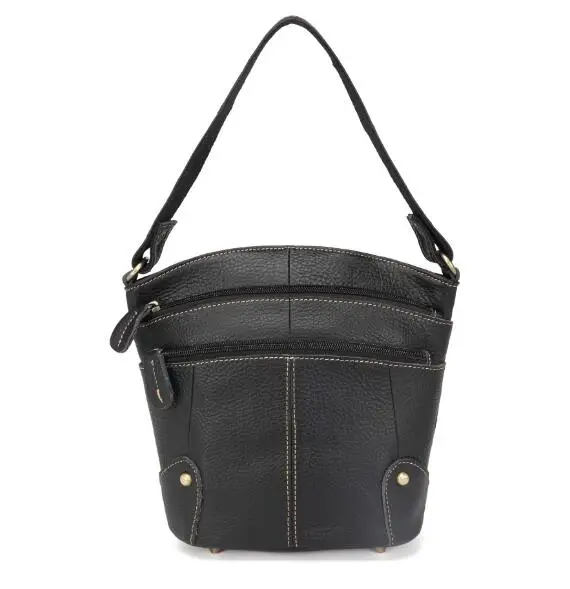 Высокое качество Для женщин из натуральной кожи Сумки коровья кожа плеча Crossbody Сумки Мода Soft Shell Для женщин сумки - Цвет: Черный