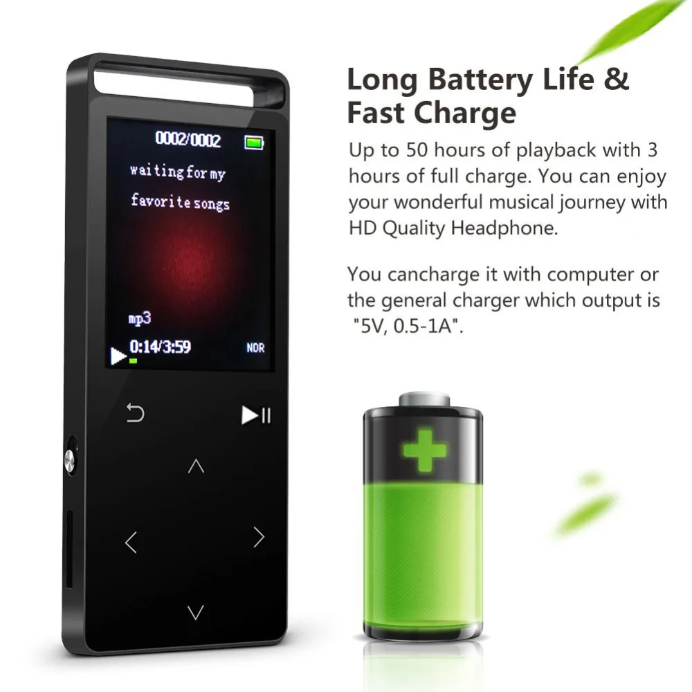 Bluetooth4.0 MP3 музыкальный плеер 16 Гб сенсорный ключ 1 8 дюймов TFT цветной экран