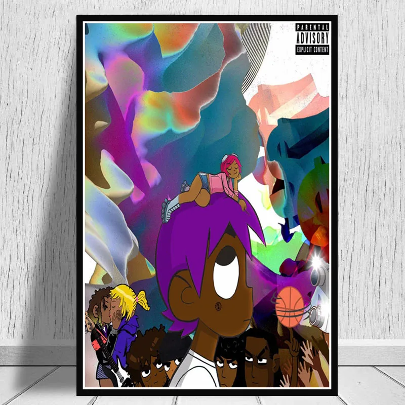 Печать плакатов Художественная Картина на холсте Lil Uzi Vert Luv Is Rage Rapper хип-хоп музыкальный альбом звезда настенные картины гостиная домашний декор - Цвет: Многоцветный