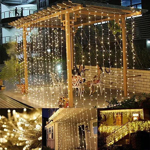 

LED Window Curtain Icicle Lights, 306 LED, 3mx3m, String Fairy Light String Light for Christmas/Halloween/Wedding/Party Backdrop