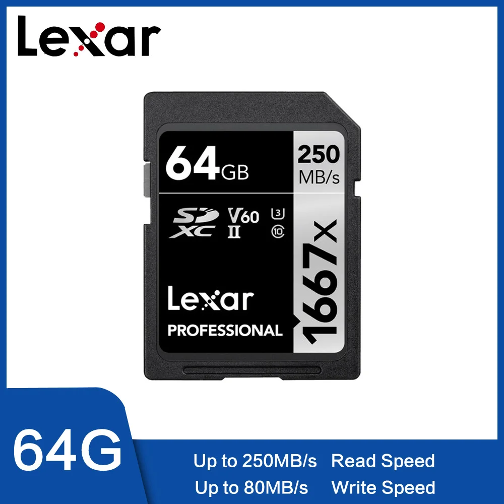Оригинальный Lexar 250 МБ/с./с 1667x карта памяти SD de 64 Гб y 128 ГБ 256 SDXC UHS II U3 Flash tarjeta memoria para
