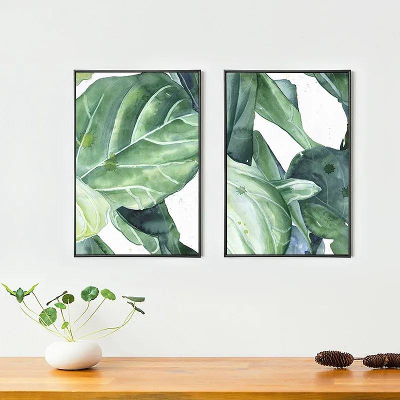 Leaves Canvas Painting Nordic Green Plant Poster Modern Minimalism Print Wall Art For Living Room Home Decor | Дом и сад