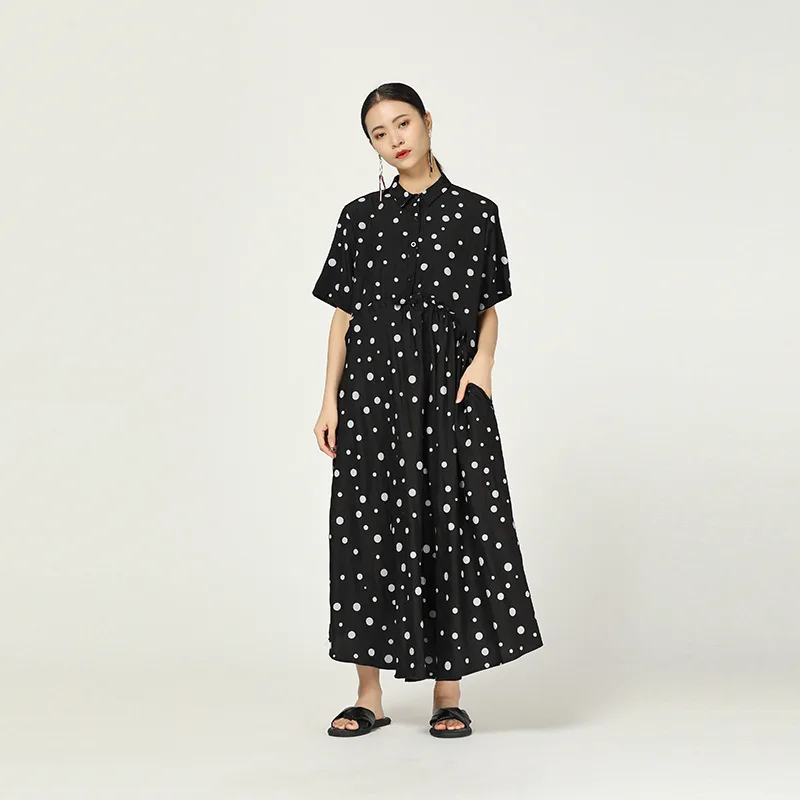 black ZLL4079 XITAO Плиссированное винтажное платье миди с рюшами, корейская мода, женская одежда, отложной воротник, пэчворк, неровный, дикий Джокер ZLL4079 - Цвет: black ZLL4079