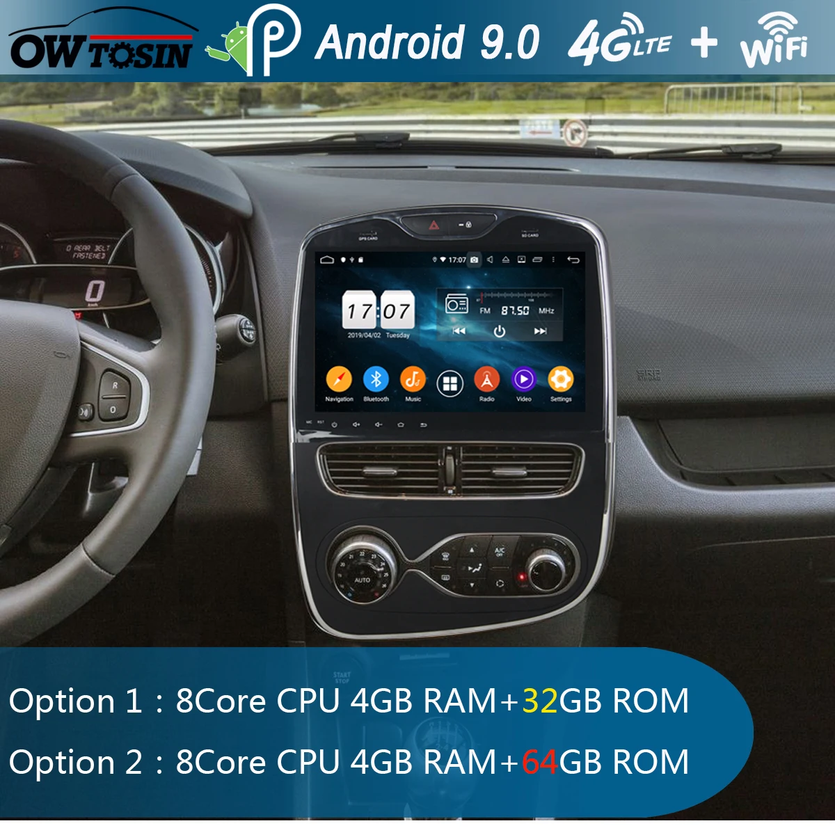 Автомобильный DVD плеер с радио Android 9 0 IPS 8 ядер 4 Гб ОЗУ + 64 ПЗУ GPS для Renault Clio 2013 2014 2015