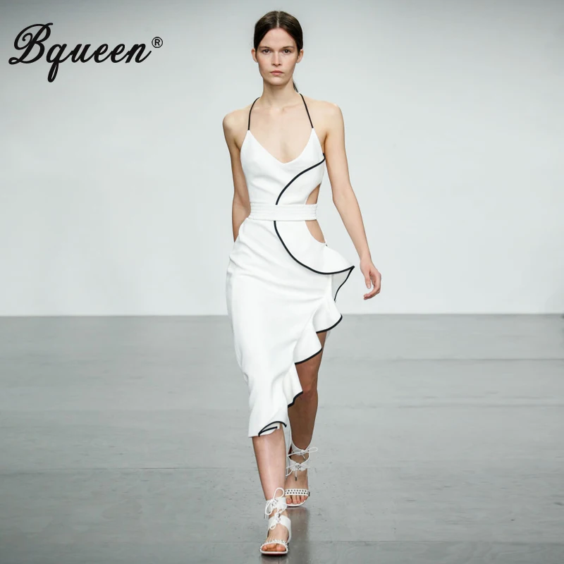 Bqueen новинка 2019 модное обтягивающее платье средней длины с вырезом на шее без