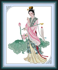 Miao-Yu Lin 12 NKF Набор для вышивания крестиком 12 Дев, 11CT, 14CT, набор для рукоделия, Китайская вышивка крестиком, картина для домашнего декора - Цвет: Miao-Yu Lin 12