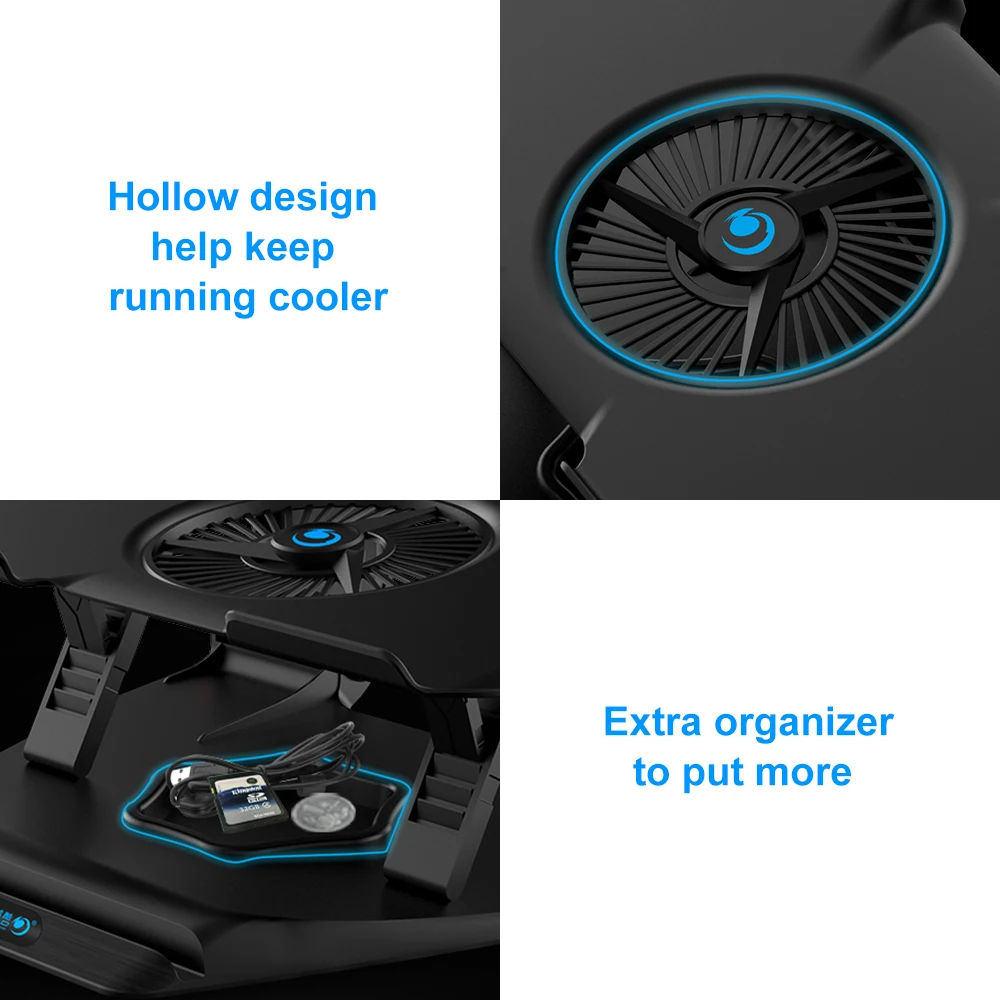COOLCOLD полый дизайн Охлаждающая подставка для ноутбука с одним светодиодным охлаждающим вентилятором два usb-порта охлаждающая подставка для ноутбука 17 дюймов планшет ноутбук