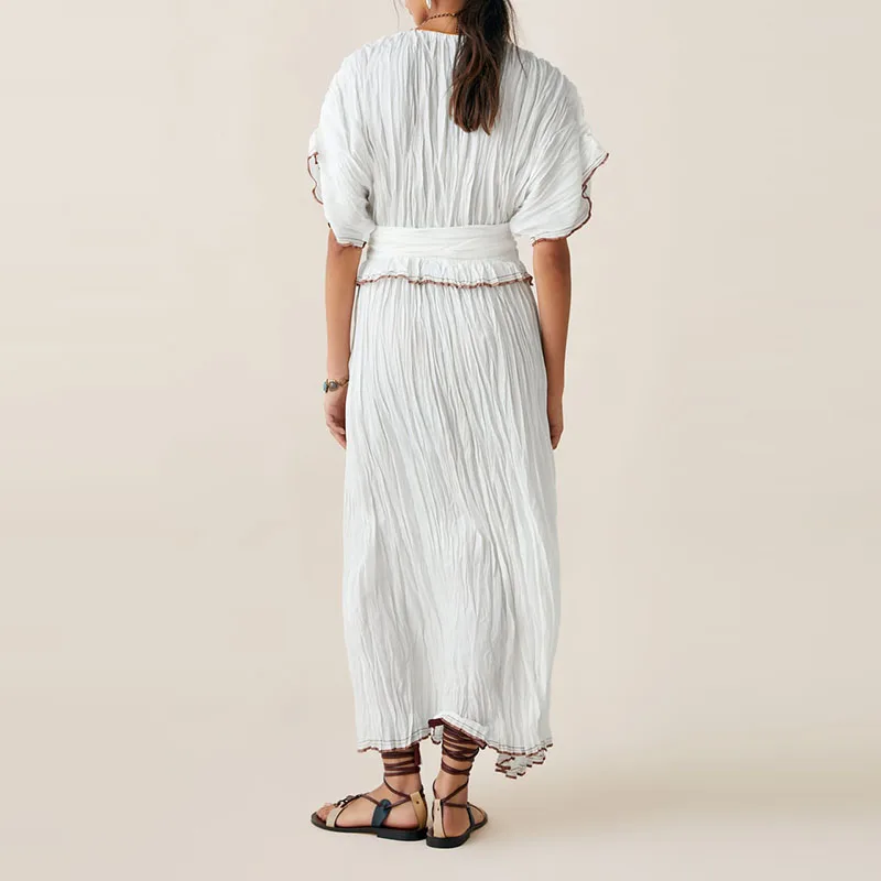 Женское летнее платье Sitruuna с коротким рукавом летучая мышь винтажное эластичное