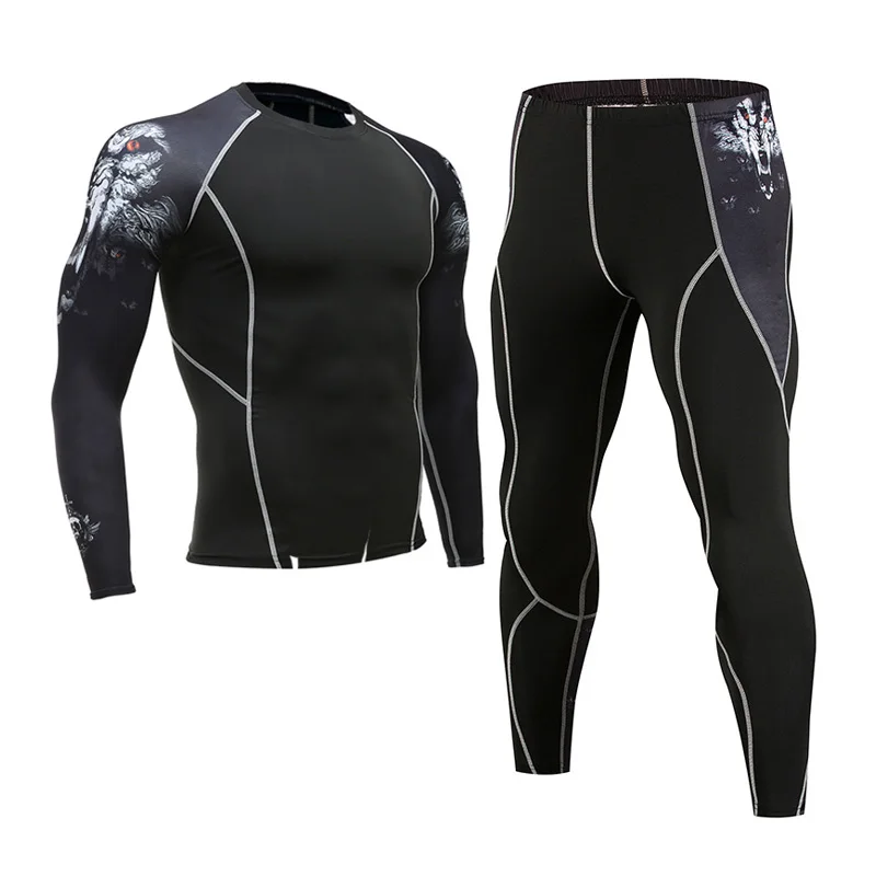 

men's thermal underwear suit MMA Clothing tactical base layer rashgard kit compression clothing Brands long sleeve tights