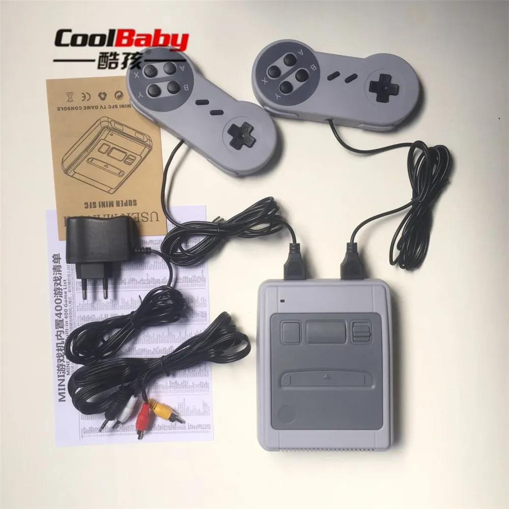 Семейная ТВ ретро мини портативная игровая консоль для игр SNES с 2 контроллерами