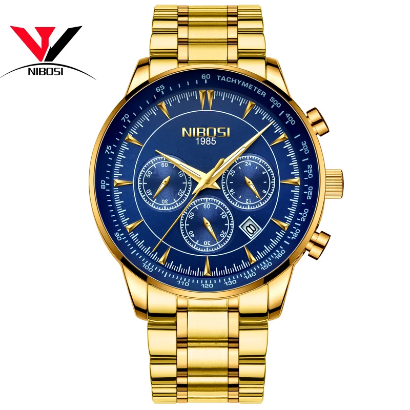 Мужские деловые часы NIBOSI люксовый бренд 2019 мужские с хронографом