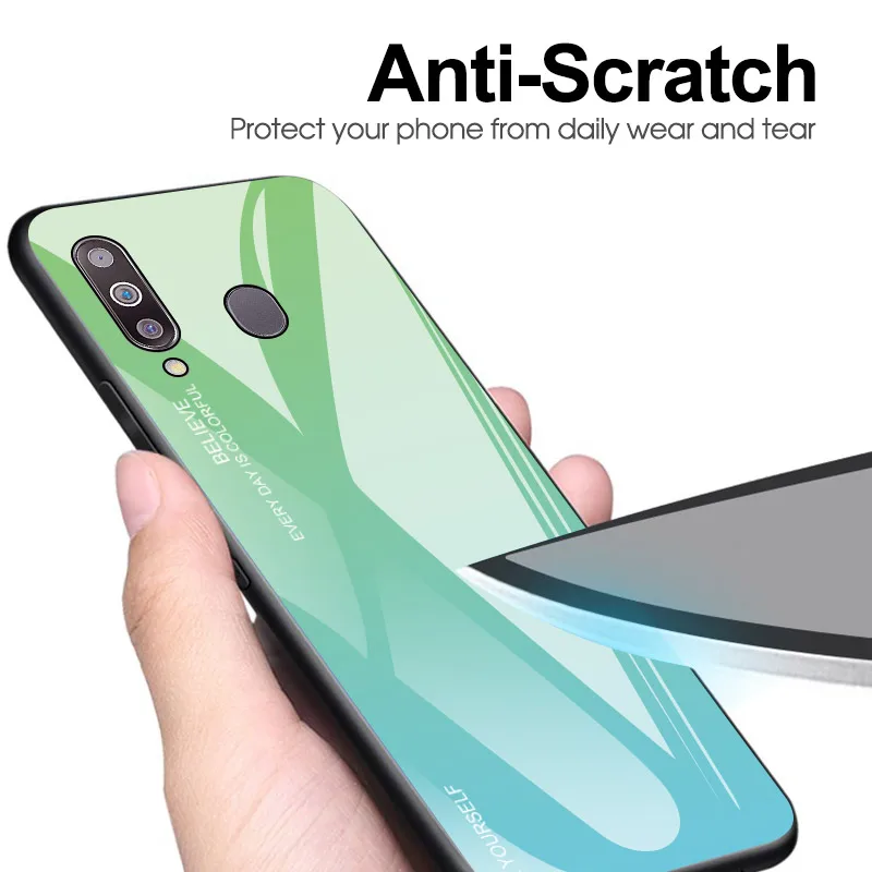 Градиентное закаленное стекло модное + силикон для Samsung Galaxy M30 M 30 M305 M305f 2019 чехол
