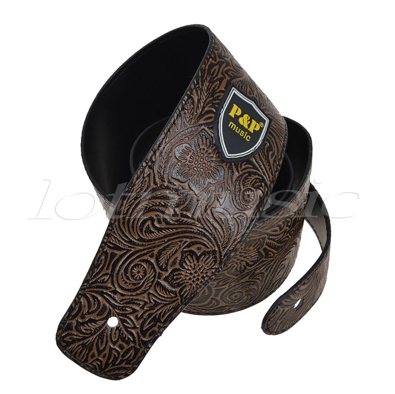 Мягкий кожаный ремешок с тиснением для акустической электрогитары| |