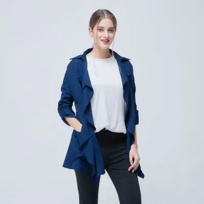 Женское весенне осеннее пальто три цвета приталенное с отложным воротником