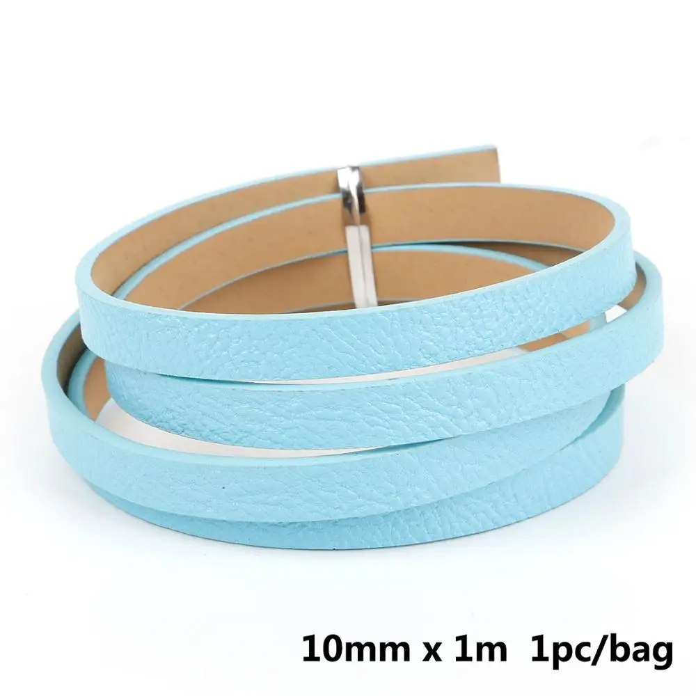 10 мм плоский PU кожаный шнур ручной работы Diy ювелирных изделий аксессуары, модные украшения делая материалы для браслетов - Цвет: Light Blue
