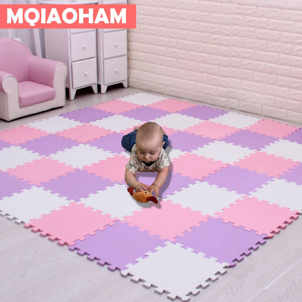 MQIAOHAM детский коврик-головоломка для детского сада напольный коврик для детских игр детские коврики формы комнаты 18/30 штук 29x29cmx0. 8 см - Цвет: white pink purple