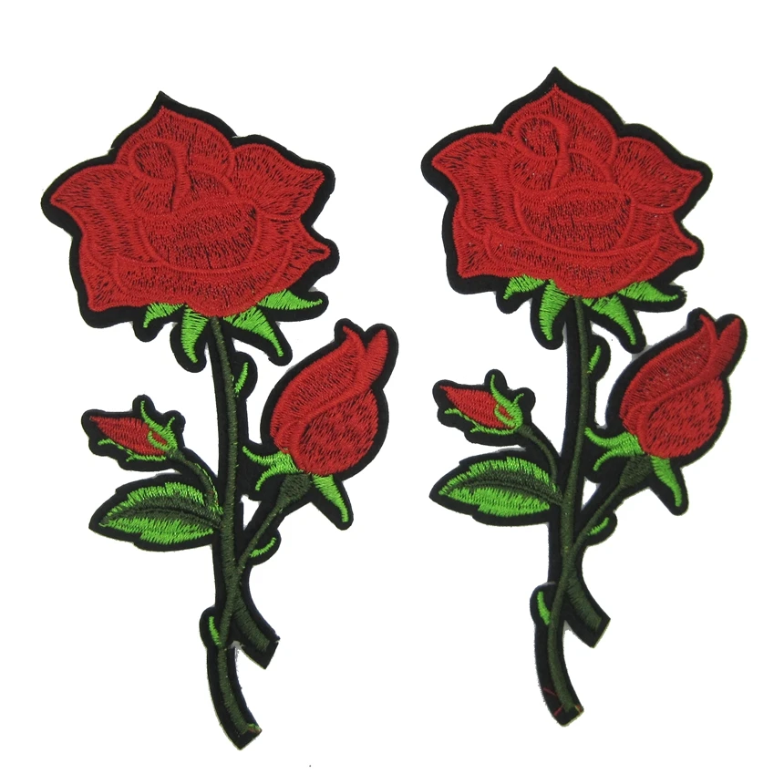 2 pcs Rose Flower Iron On Patches Embroidered Patch For Clothing Jean Jacket parches Cheongsam Cocktail Dress Fabric | Дом и сад