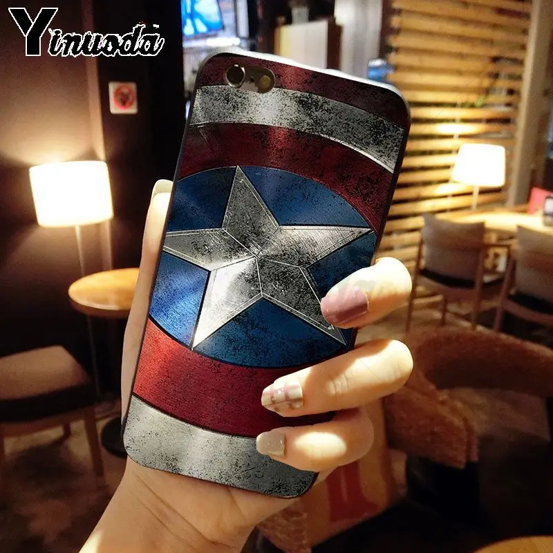 Силиконовый чехол для телефона Yinuoda supper hero marvel Captain America Shield iPhone 5 5Sx 6 7 7plus 8 8Plus X XS MAX
