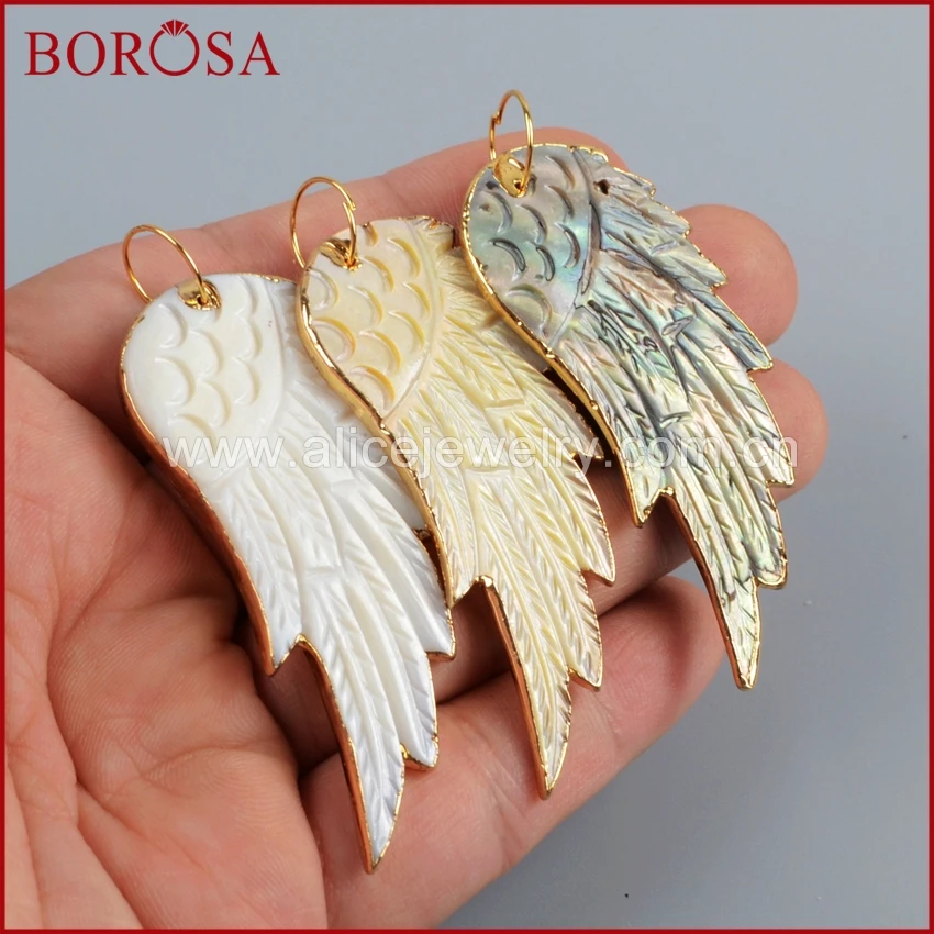 Подвеска с крыльями для ожерелья BOROSA подвеска золотого цвета радужной раковиной