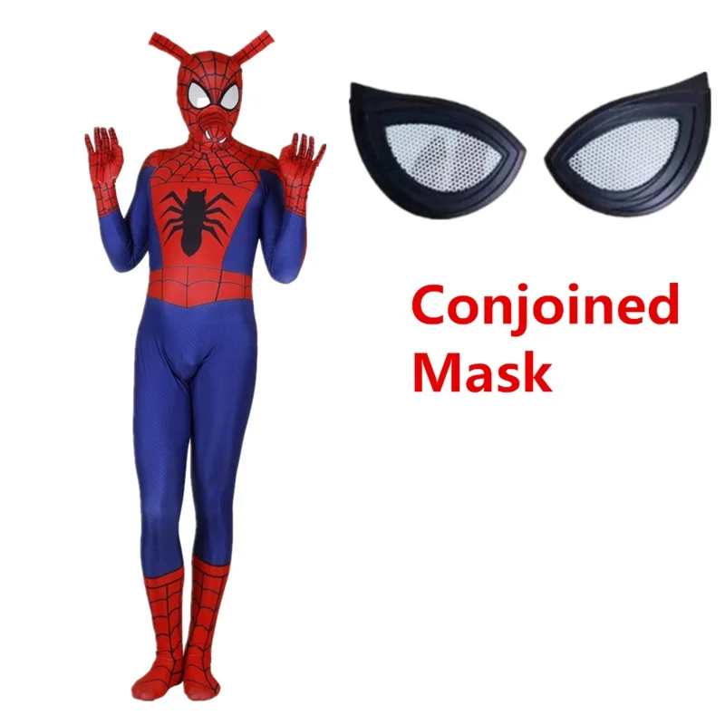 Conjoined Mask Для взрослых и детей Человек-паук Ham Питер Porker Косплэй костюм зентай, костюм Человека-паука супергероя Боди Комбинезоны для женщин - Цвет: Conjoined Mask