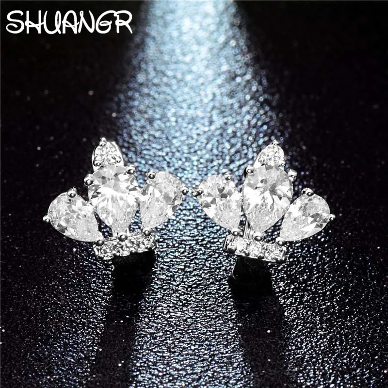Серьги-гвоздики SHUANGR в стиле унисекс модные ювелирные украшения с кристаллами