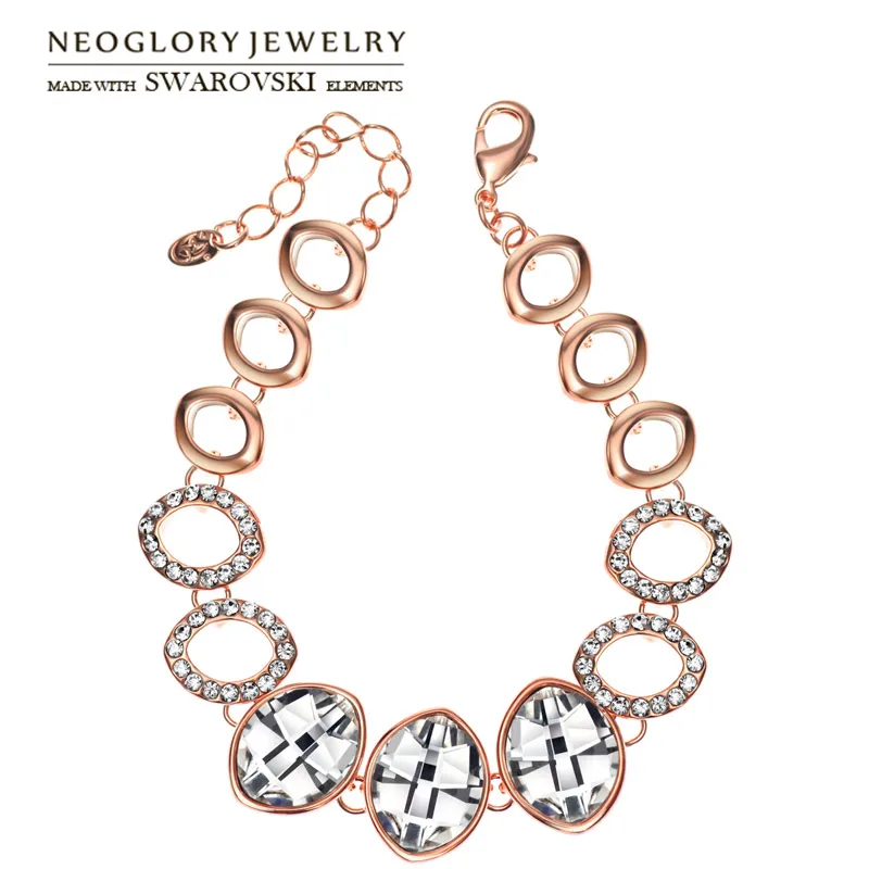 Женский браслет с овальными камнями Neoglory австрийские кристаллы и чешские Стразы