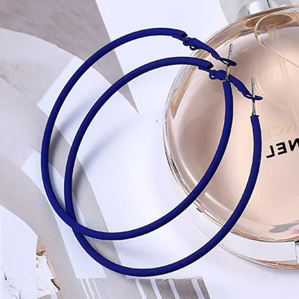 JE715 Navy Blue Горячая Распродажа, новые Разноцветные серьги-кольца 6 см для женщин, вечерние ювелирные изделия для дискотеки - Окраска металла: JE715 Navy Blue