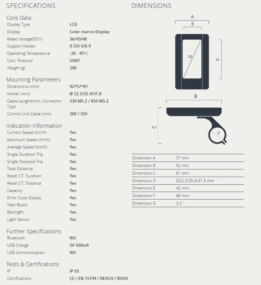 Bafang измеритель скорости TFT-850C ЖК-дисплей DP-C18 цветной экран C965 Монохромный экран индикатор скорости с интерфейсом USB