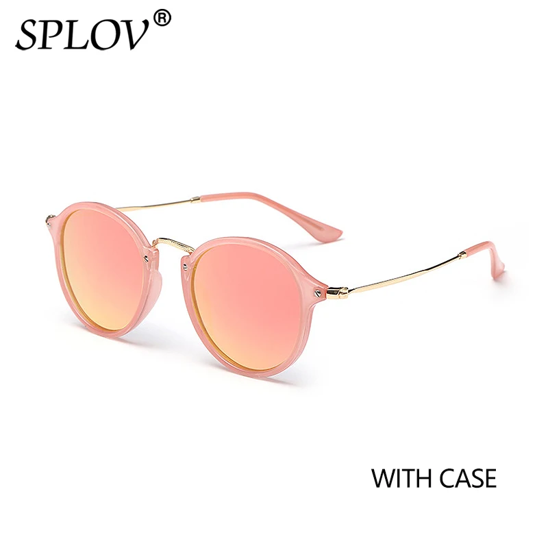 C4Pink BarbiePink W SPLOV, круглые поляризационные солнцезащитные очки для мужчин и женщин, винтажные зеркальные солнцезащитные очки с покрытием, брендовые дизайнерские женские очки Oculos De Sol - Цвет линз: C4Pink BarbiePink W