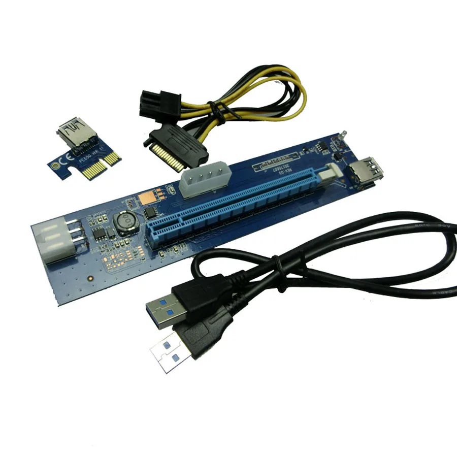 6 шт./лот 4Pin 6Pin PCIe PCI E Express Riser Card 1x к 16x USB 3 0 кабель для передачи данных BTC Miner Machine|pcie