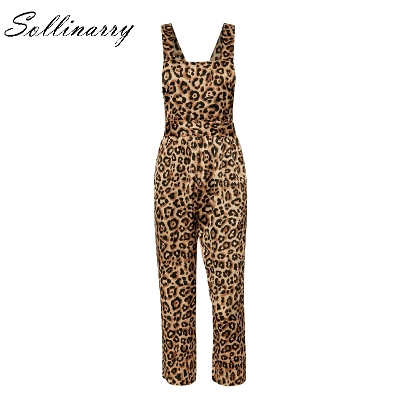 Leopard Print Sollinarry, женский сексуальный повседневный комбинезон с открытой спиной, женский леопардовый летний сексуальный клубный комбинезон, женские длинные Комбинезоны, женские комбинезоны - Цвет: Leopard Print