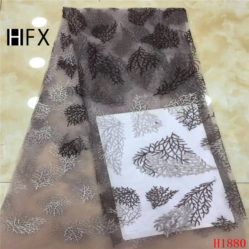HFX nigerian lace fabrics for wedding African French Tulle Lace fabric 2019 high quality african 5yards Purple H1880 | Дом и сад
