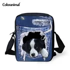 Миниатюрный школьный ранец с изображением кота, собаки, для мальчиков и девочек-подростков, Повседневная джинсовая сумка-мессенджер с изображением животных, сумка для книг