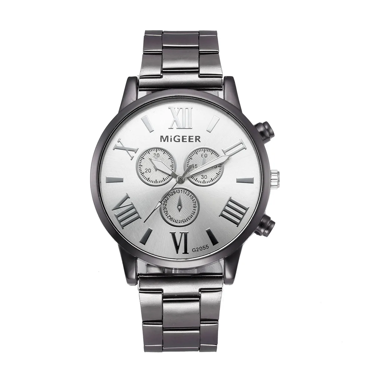 Мужские часы с кристаллами из нержавеющей стали аналоговые кварцевые мужские