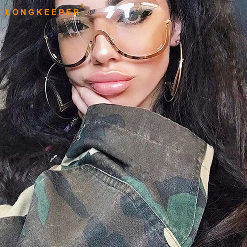 

Unisex One piece Sunglasses Women 2018 Newest Brand Designer Superstar Sun Glasses UV400 Gradient Lunettes De Soleil LongKeeper