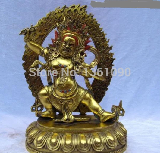 

Xd 00817 13 "Тибетский Буддизм Медь бронзовая позолота Ваджрапани Статуэтка Махакала Будды