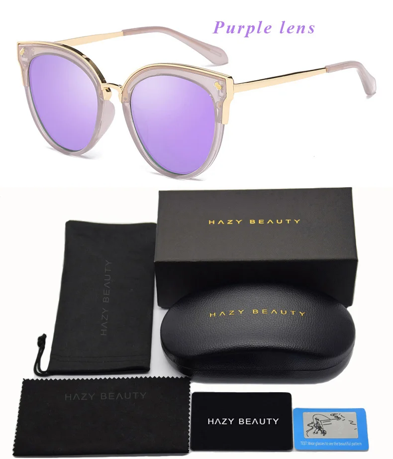 Purple lens Для женщин Поляризованные солнцезащитные очки модные Для мужчин Мода вождения солнцезащитные очки, Винтажные Солнцезащитные очки, очки с покрытием UV400 Oculos - Цвет линз: Purple lens