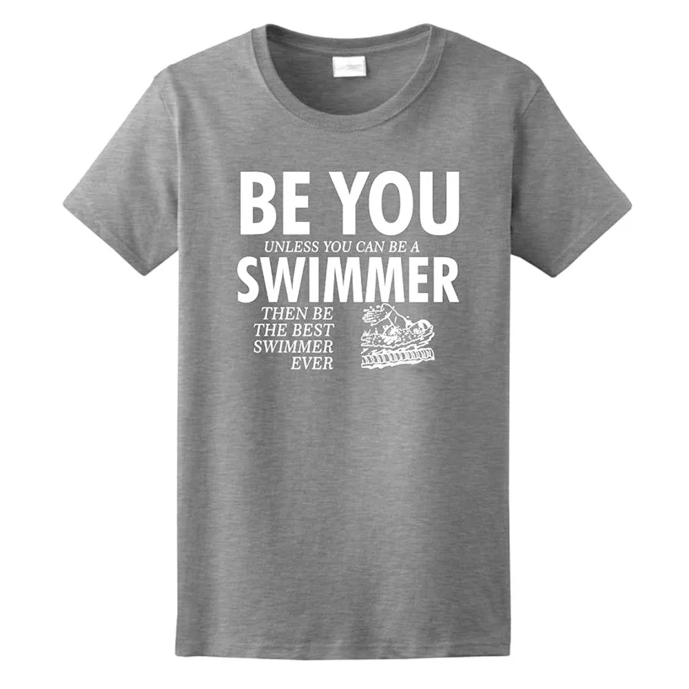 Быть Вам Если Вы Можете пловца Веселые Дамы Футболки 100% Хлопок Майка DIY