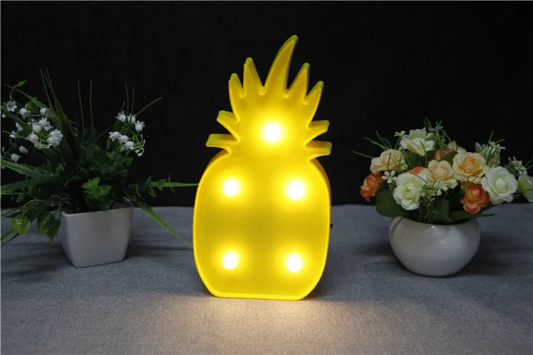 Pineapple Светодиодный Ночной светильник с фламинго, знак шатра, звезда, кактус, настольные лампы, романтическая 3D настенная лампа с Луной, детский подарок, Декор для дома и стола - Испускаемый цвет: Pineapple