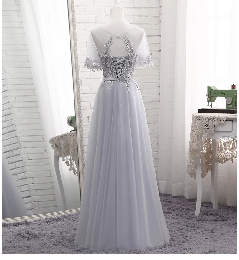 Женское праздничное платье Элегантное длинное серое для подружки невесты