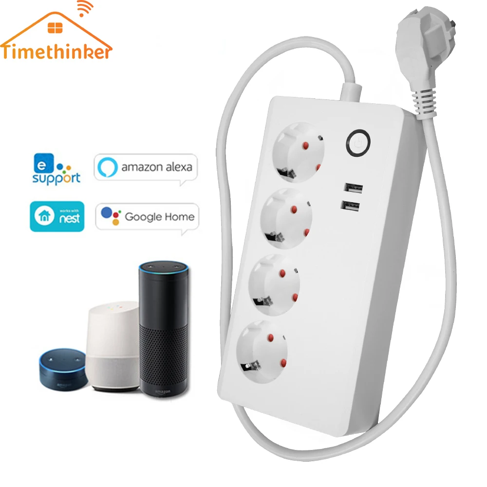 Timethinker Ewelink Wifi силовая полоса штепсельная вилка ЕС таймер розетка умный дом