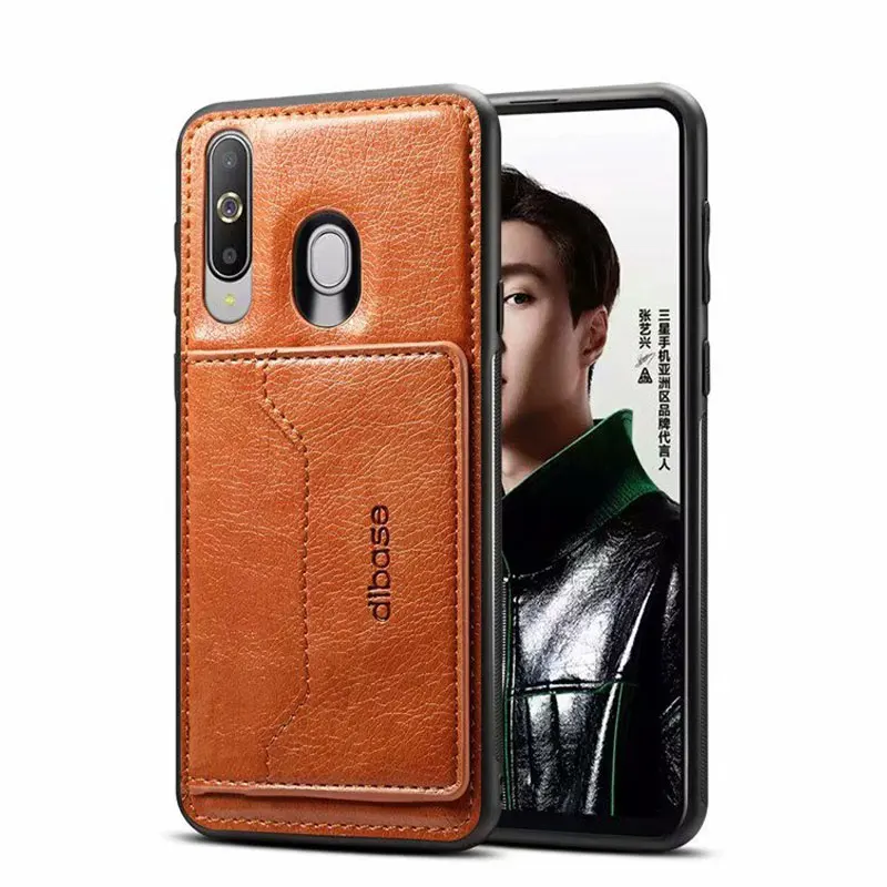 JIATEXIN TPU Bumper Case For Samsung Galaxy A8s PU Leather Cover Shell A9 Pro (2019) Magnetic Holder With Card Pocket Capa |