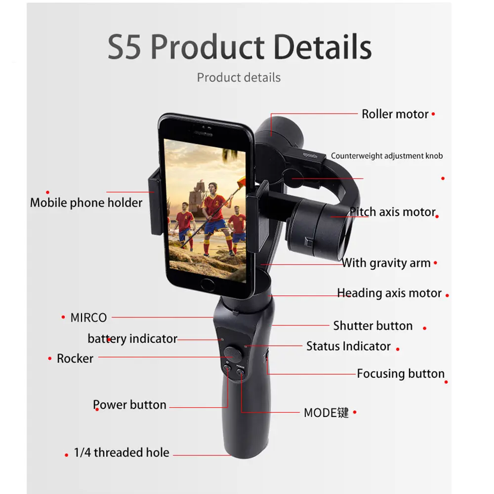 XINGSHETU шарнирный 3 осевой держатель для смартфонов iphone 6S 6 и Android Gopro 3/4/5/6 Спортивные