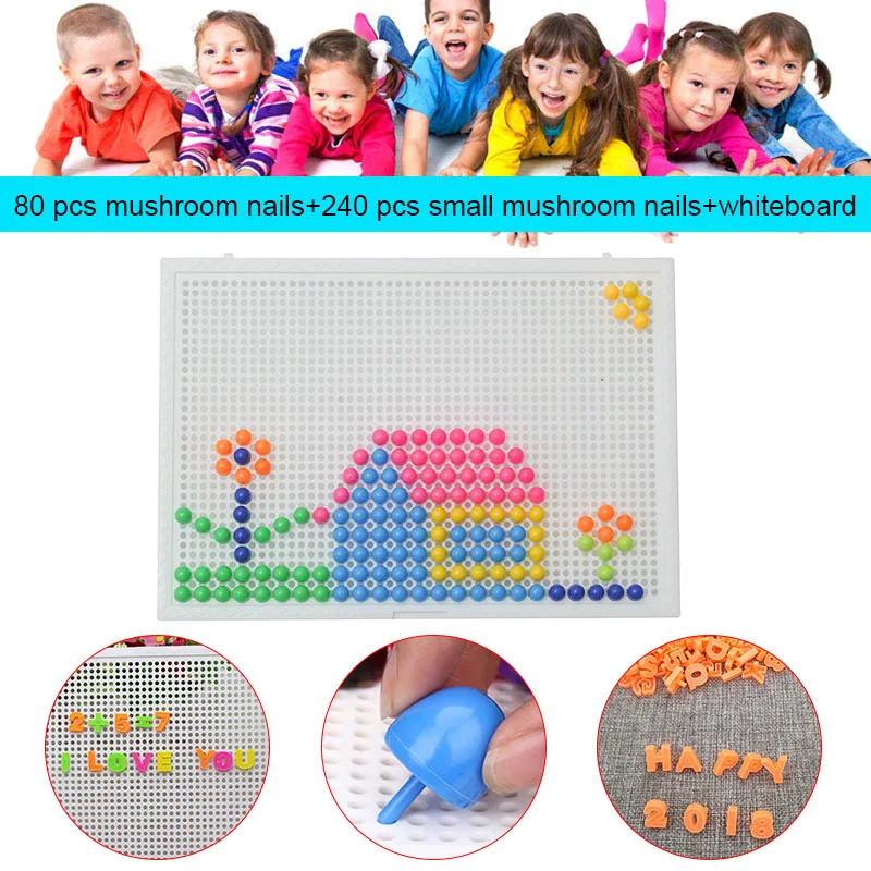 

320 шт. Мозаика Peg Board Jigsaw, грибные ногти Peg, Обучающие игрушки-пазлы для детей NSV775