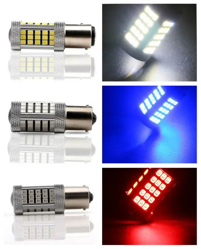 2-50 шт 12В 24В 2835 63 SMD S25 1156 BA15S 1157 BAY15D Светодиодная лампа для авто поворота сигналы торможения автомобиля свет поворотные огни белый красные, синие