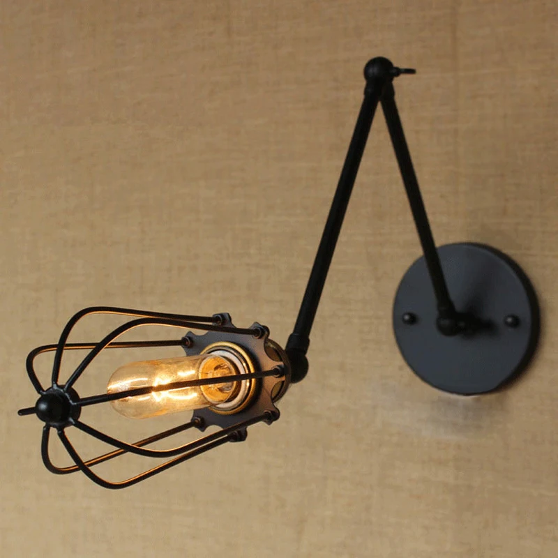 Настенный светильник в винтажном стиле ретро бра с металлическим абажуром для