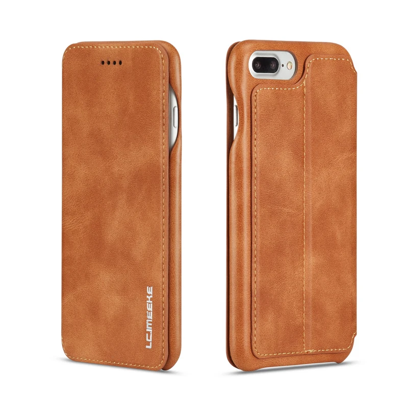 Brown Для iPhone 8 Plus чехол Роскошный чехол-книжка кожаный чехол-бумажник с подставкой с откидной крышкой чехол Крышка для iPhone 8 Plus чехол для телефона с держатель для карт Coque Fundas - Цвет: Brown