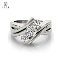 lesf 1 2 carat moissanite diamond vintage women engagement jewelry 925 sterling silver female wedding rings
