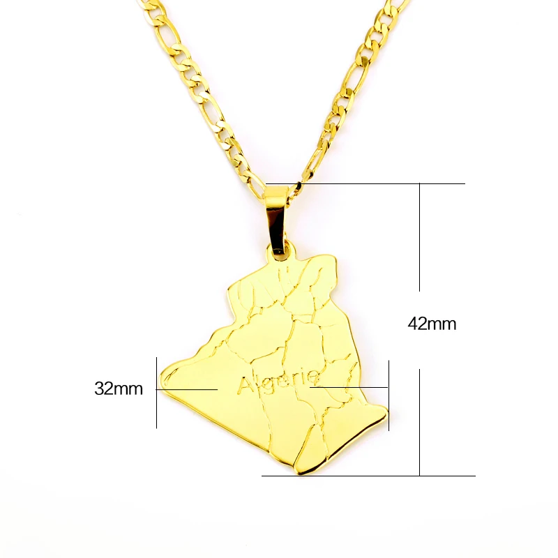 Ожерелье с подвеской в виде карты Алжира JHplated модные ювелирные изделия золотого