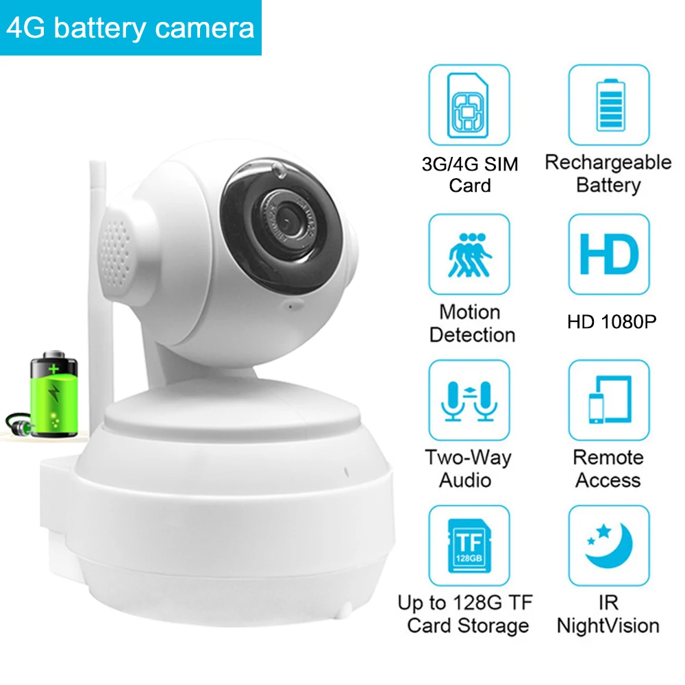 

IP-камера видеонаблюдения, беспроводная, 3G, 4G, 1080P, 2 МП, HD